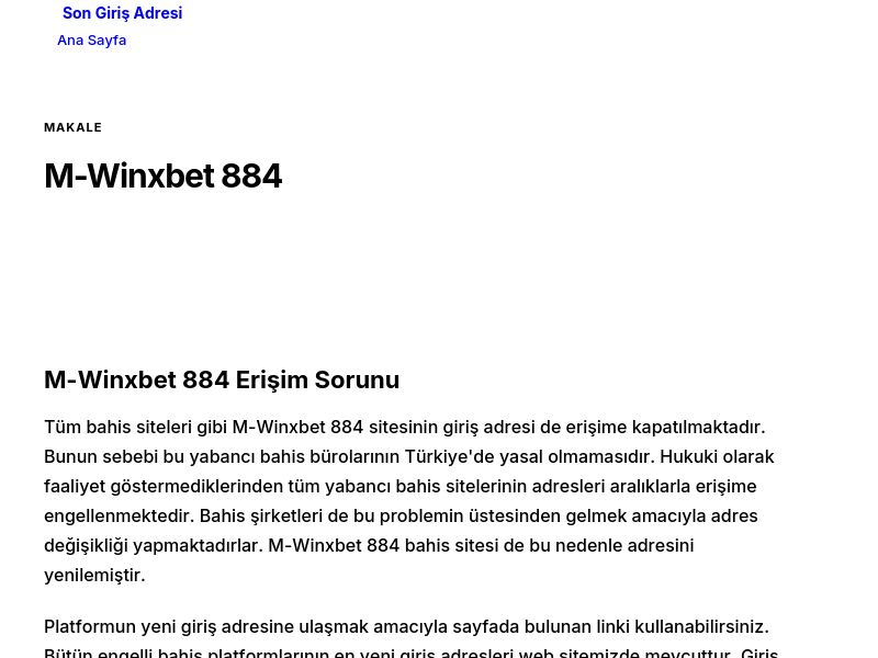 M-Winxbet 884 - Son Giriş Adresi - Ekran Görüntüsü
