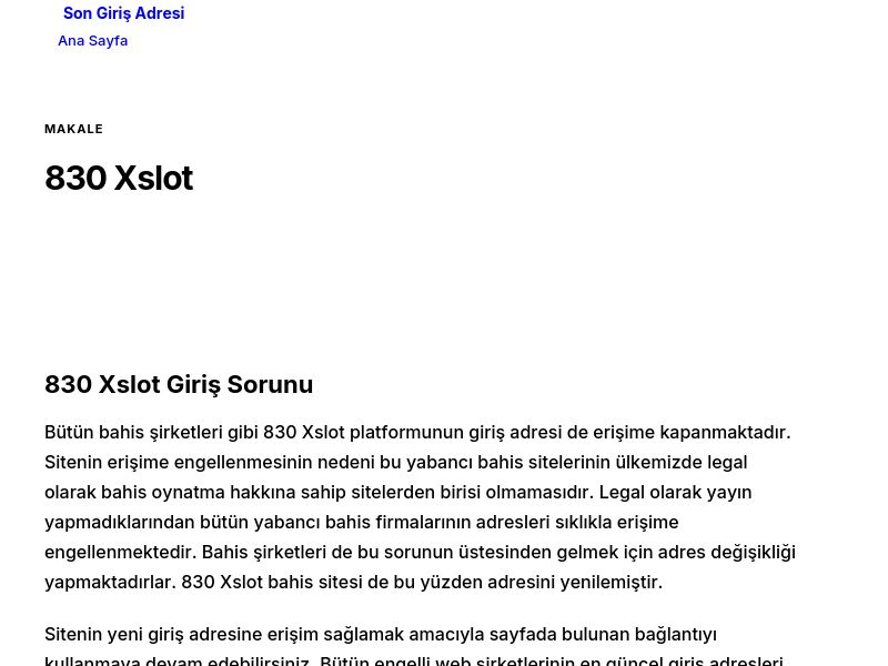 830 Xslot - Son Giriş Adresi - Ekran Görüntüsü