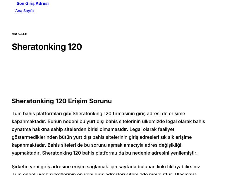 Sheratonking 120 - Son Giriş Adresi - Ekran Görüntüsü