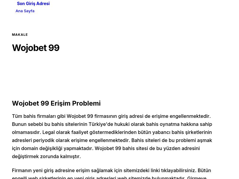 Wojobet 99 - Son Giriş Adresi - Ekran Görüntüsü