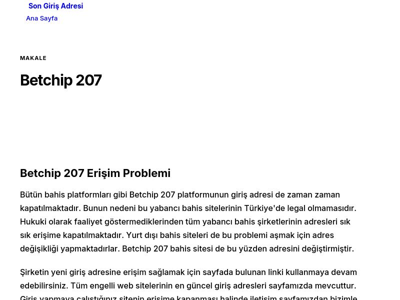 Betchip 207 - Son Giriş Adresi - Ekran Görüntüsü