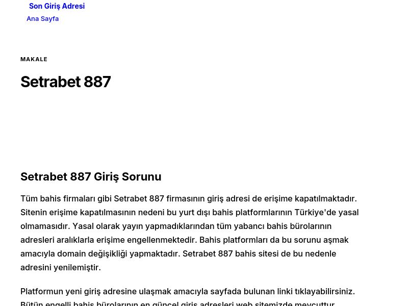 Setrabet 887 - Son Giriş Adresi - Ekran Görüntüsü