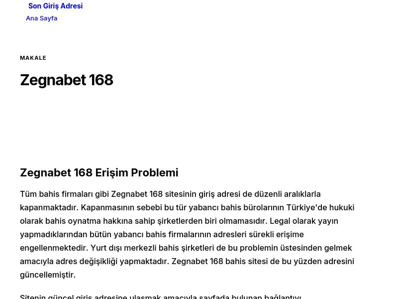 Zegnabet 168 - Son Giriş Adresi - Ekran Görüntüsü