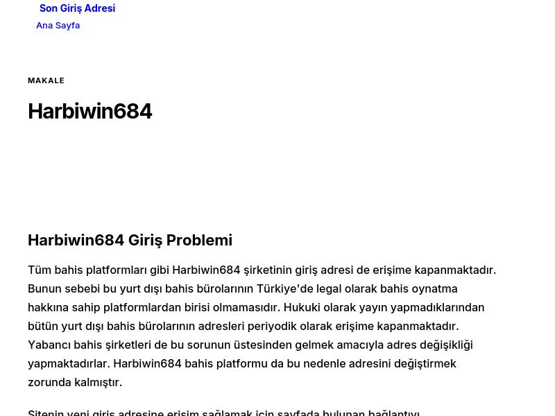 Harbiwin684 - Son Giriş Adresi - Ekran Görüntüsü