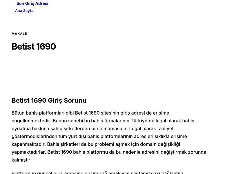 Betist 1690 - Son Giriş Adresi - Ekran Görüntüsü