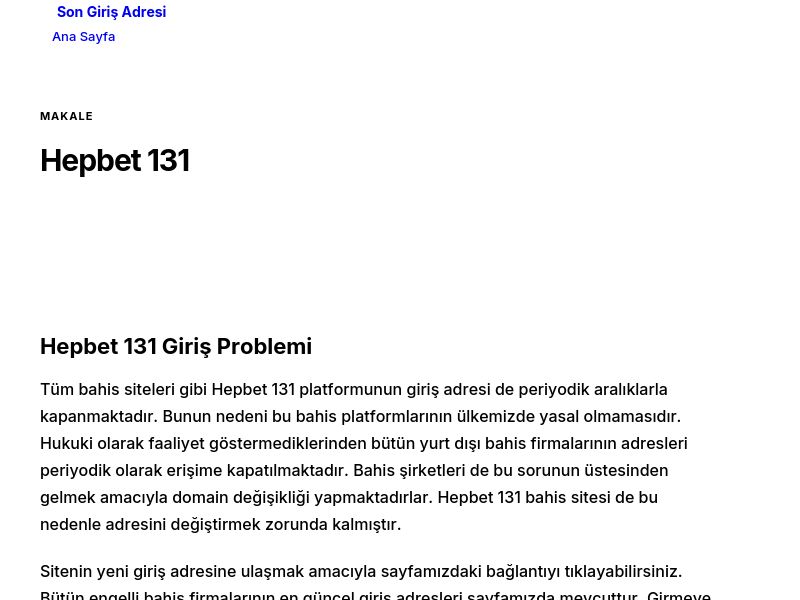 Hepbet 131 - Son Giriş Adresi - Ekran Görüntüsü