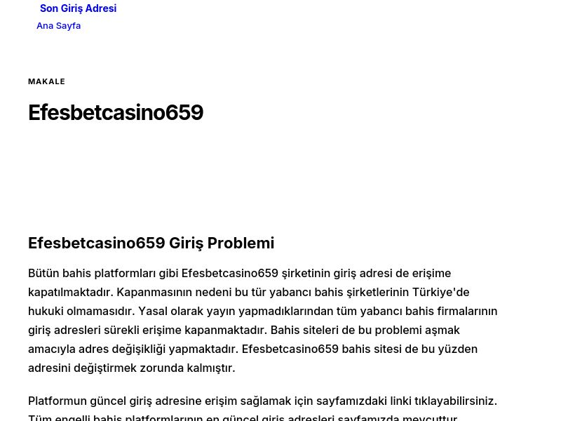 Efesbetcasino659 - Son Giriş Adresi - Ekran Görüntüsü