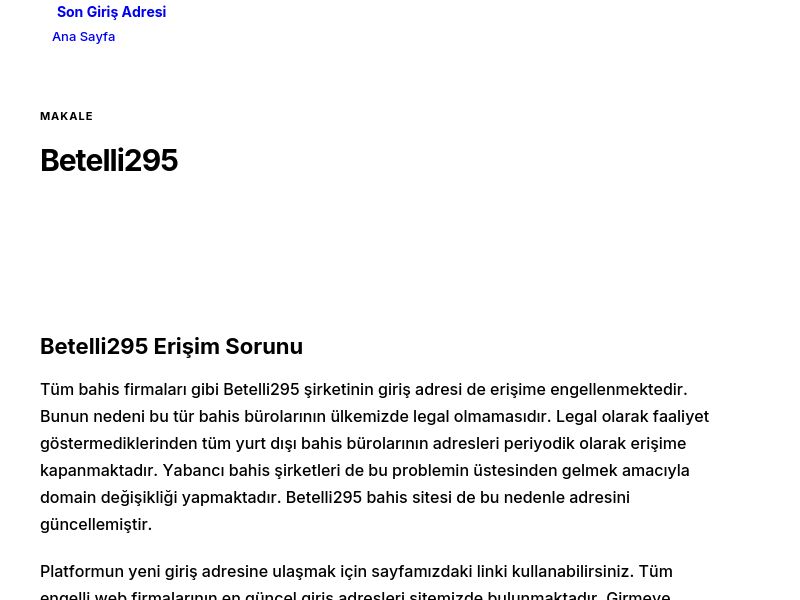 Betelli295 - Son Giriş Adresi - Ekran Görüntüsü