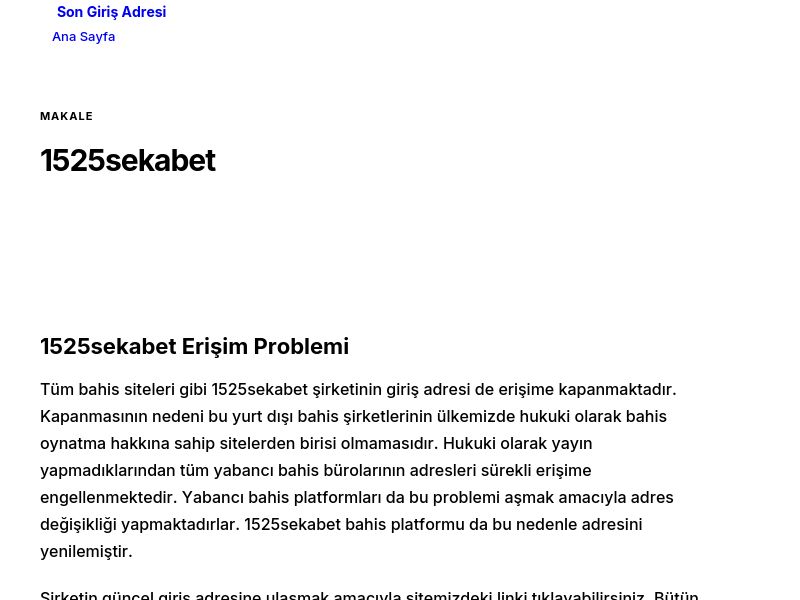 1525sekabet - Son Giriş Adresi - Ekran Görüntüsü