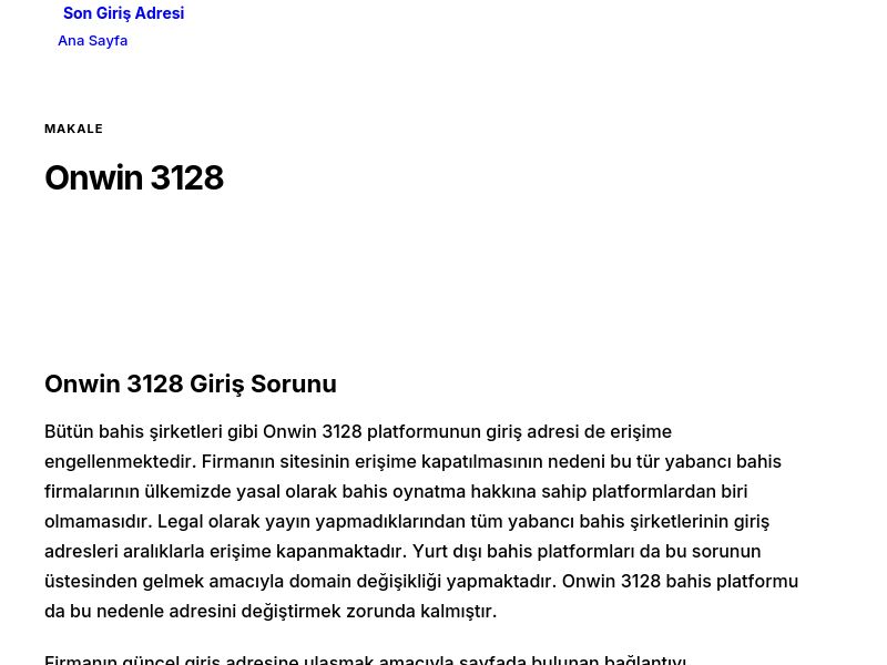 Onwin 3128 - Son Giriş Adresi - Ekran Görüntüsü