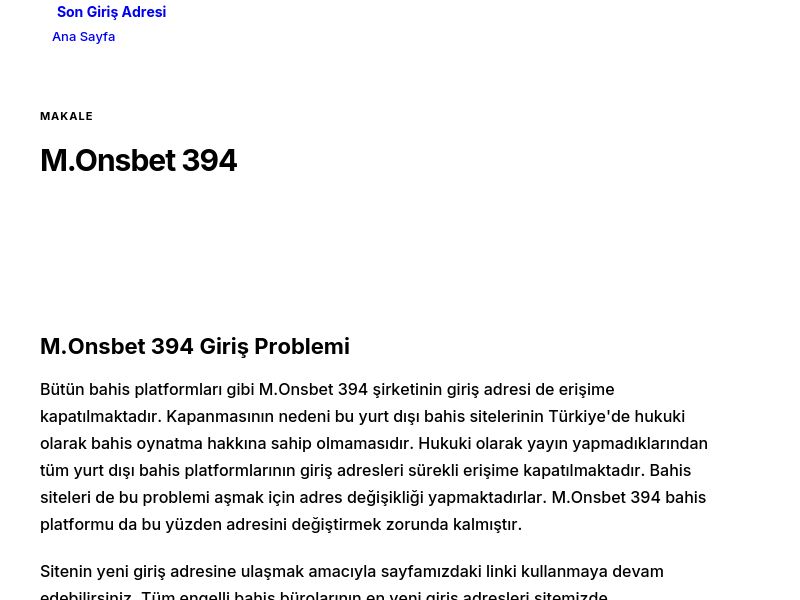 M.Onsbet 394 - Son Giriş Adresi - Ekran Görüntüsü