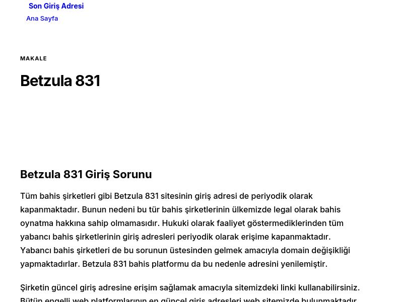 Betzula 831 - Son Giriş Adresi - Ekran Görüntüsü