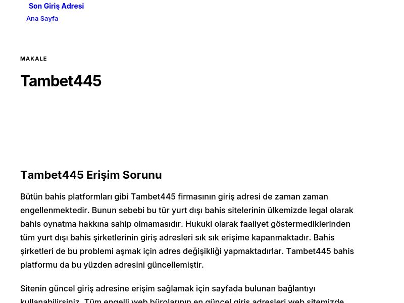 Tambet445 - Son Giriş Adresi - Ekran Görüntüsü