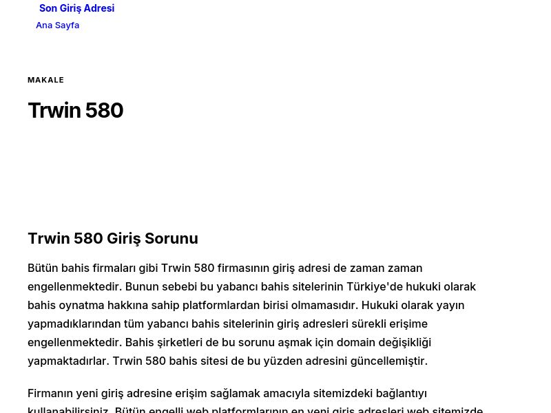 Trwin 580 - Son Giriş Adresi - Ekran Görüntüsü