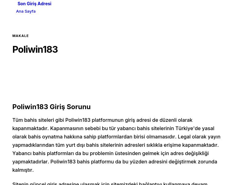 Poliwin183 - Son Giriş Adresi - Ekran Görüntüsü