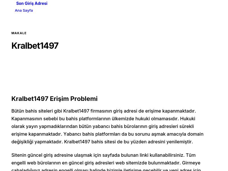 Kralbet1497 - Son Giriş Adresi - Ekran Görüntüsü