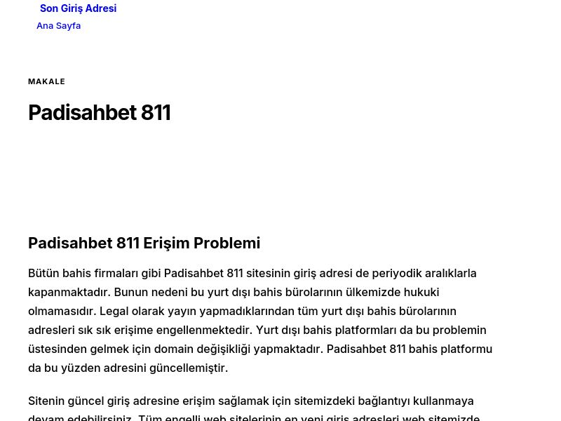 Padisahbet 811 - Son Giriş Adresi - Ekran Görüntüsü