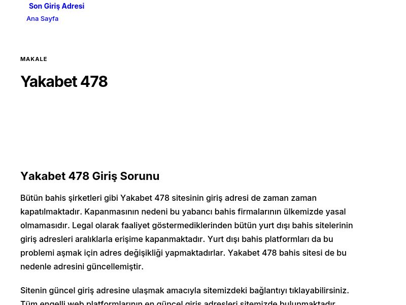 Yakabet 478 - Son Giriş Adresi - Ekran Görüntüsü