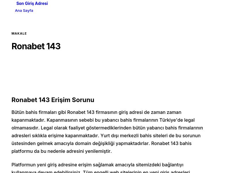 Ronabet 143 - Son Giriş Adresi - Ekran Görüntüsü