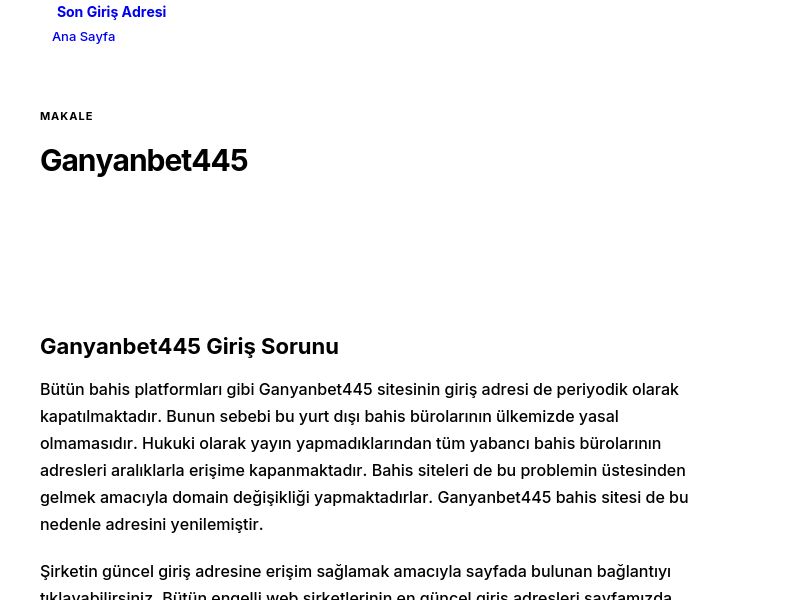 Ganyanbet445 - Son Giriş Adresi - Ekran Görüntüsü