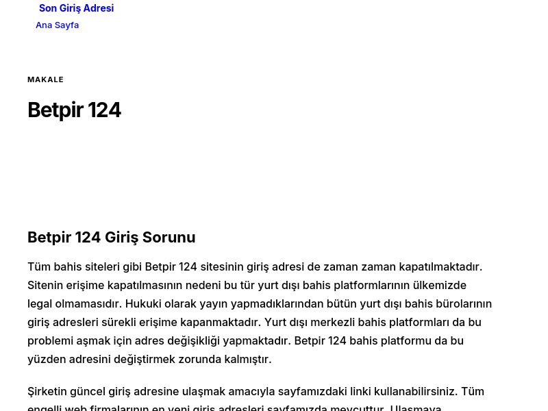 Betpir 124 - Son Giriş Adresi - Ekran Görüntüsü