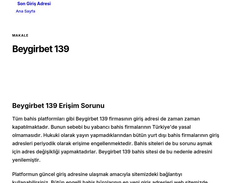 Beygirbet 139 - Son Giriş Adresi - Ekran Görüntüsü