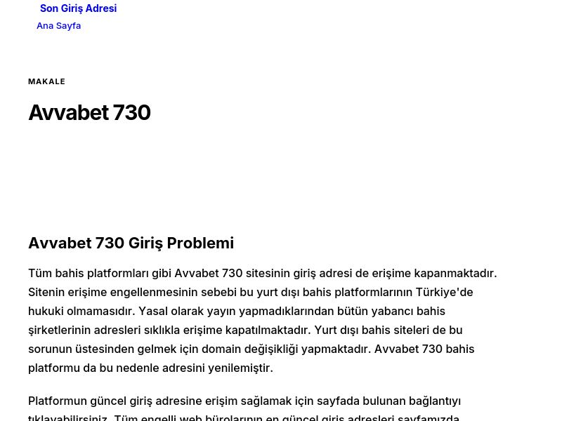 Avvabet 730 - Son Giriş Adresi - Ekran Görüntüsü