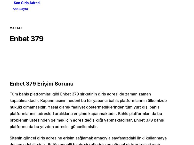 Enbet 379 - Son Giriş Adresi - Ekran Görüntüsü