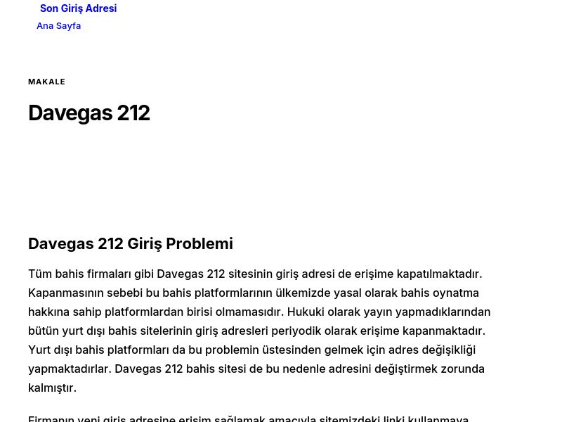 Davegas 212 - Son Giriş Adresi - Ekran Görüntüsü
