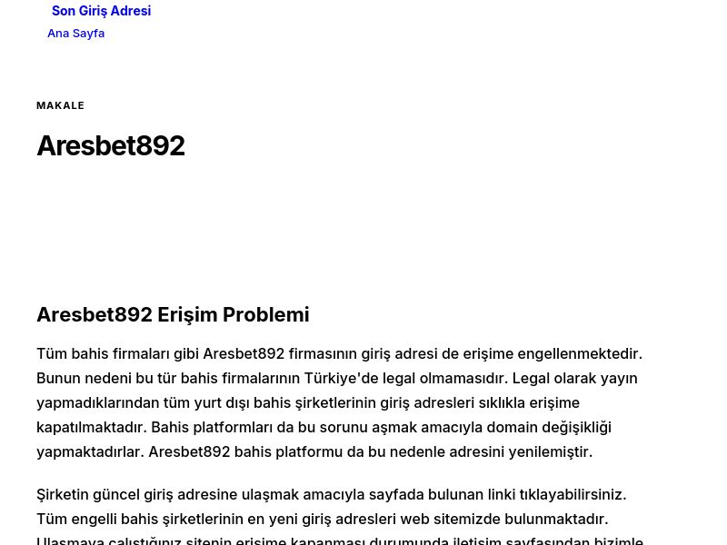 Aresbet892 - Son Giriş Adresi - Ekran Görüntüsü
