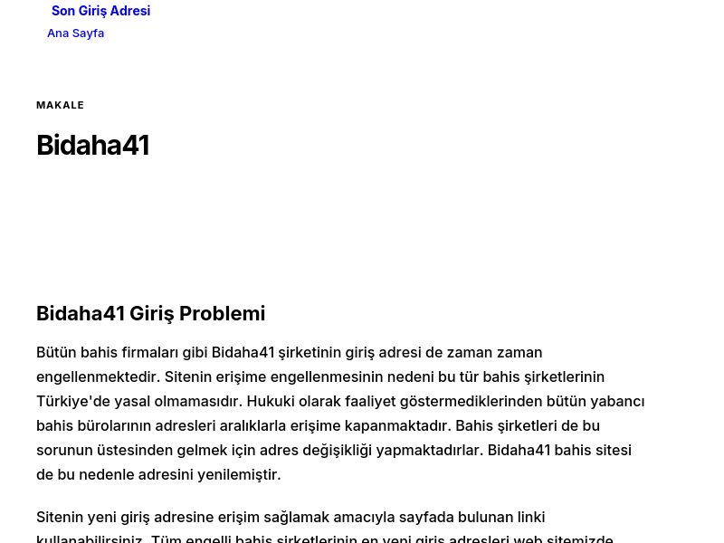 Bidaha41 - Son Giriş Adresi - Ekran Görüntüsü