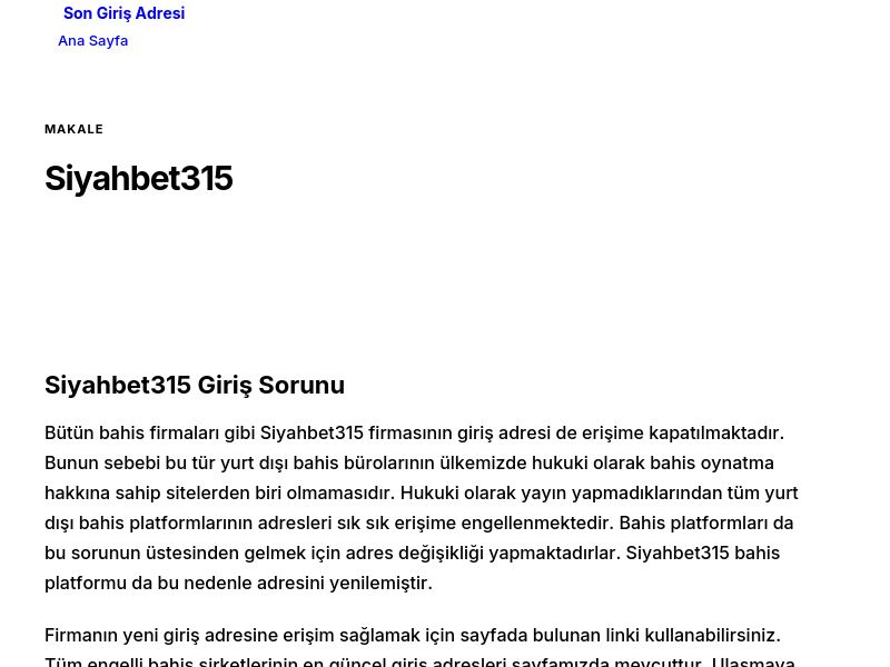 Siyahbet315 - Son Giriş Adresi - Ekran Görüntüsü