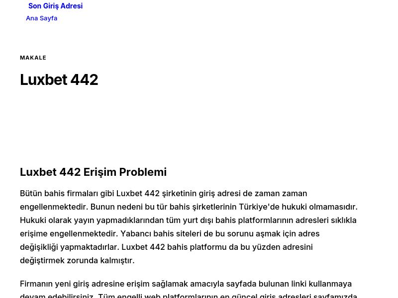 Luxbet 442 - Son Giriş Adresi - Ekran Görüntüsü