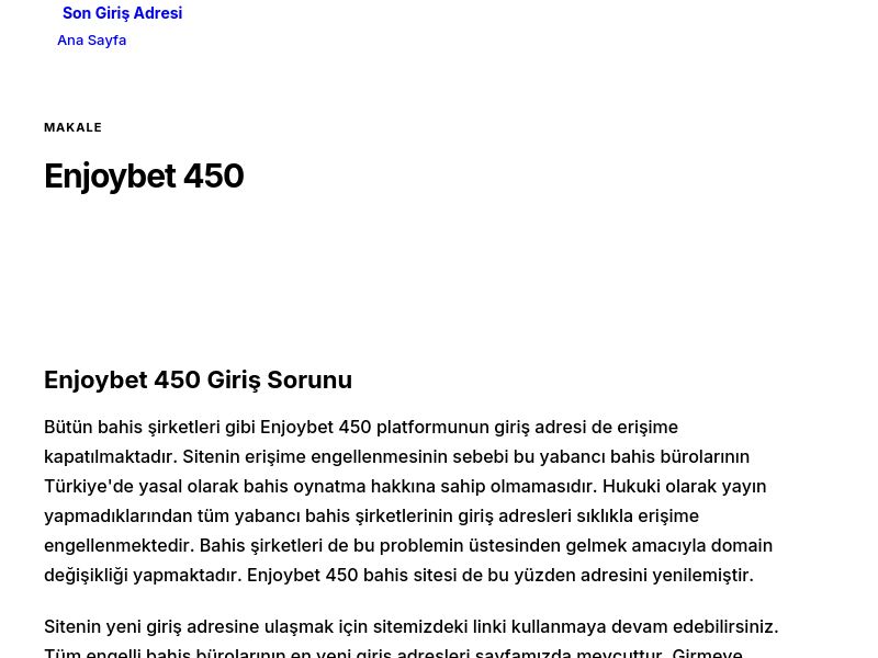 Enjoybet 450 - Son Giriş Adresi - Ekran Görüntüsü