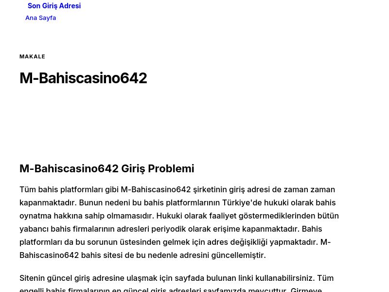 M-Bahiscasino642 - Son Giriş Adresi - Ekran Görüntüsü