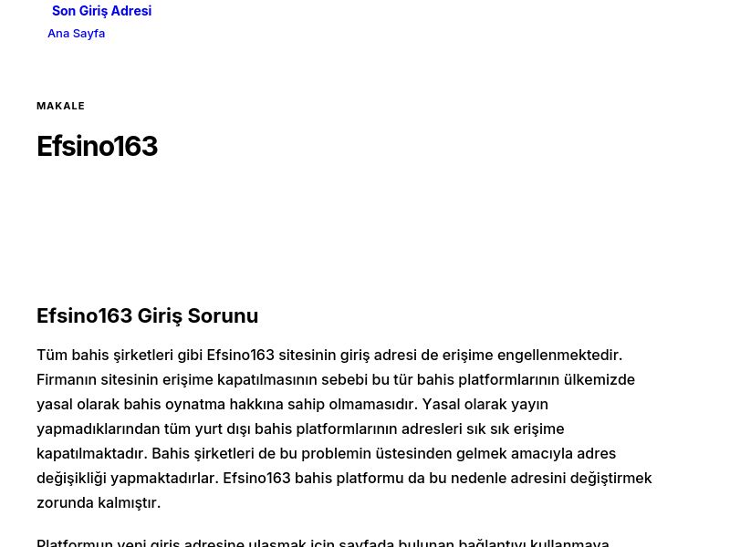 Efsino163 - Son Giriş Adresi - Ekran Görüntüsü