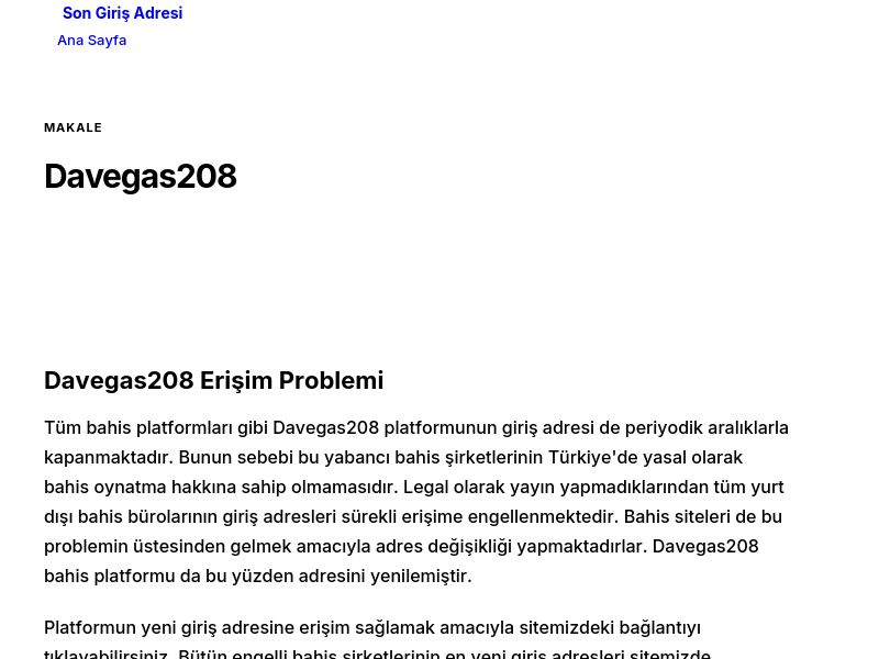 Davegas208 - Son Giriş Adresi - Ekran Görüntüsü