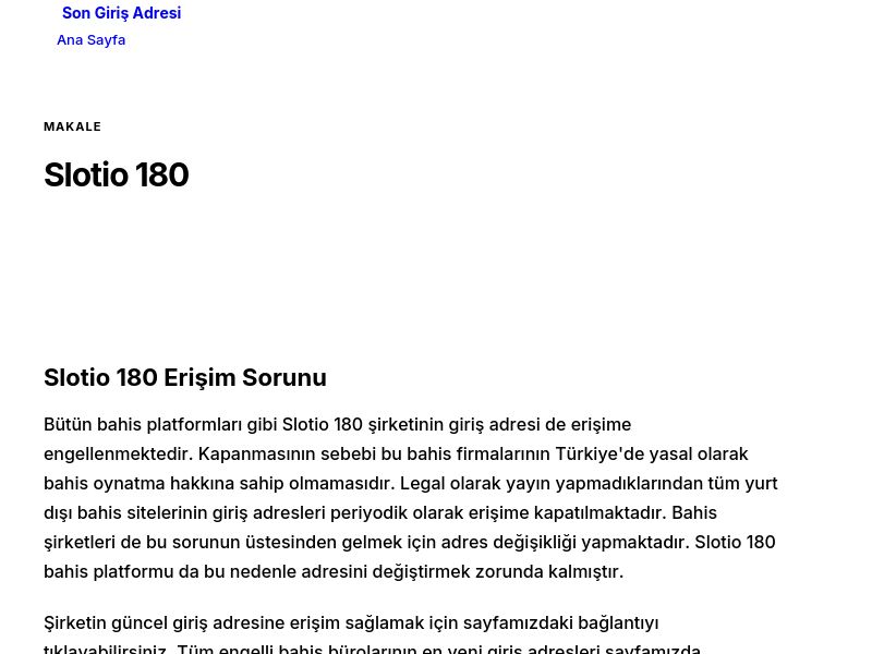 Slotio 180 - Son Giriş Adresi - Ekran Görüntüsü