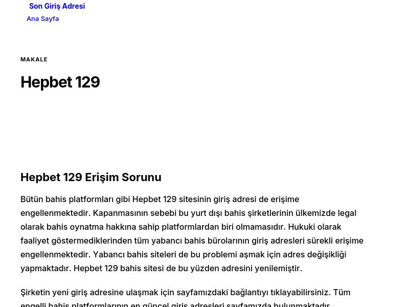 Hepbet 129 - Son Giriş Adresi - Ekran Görüntüsü