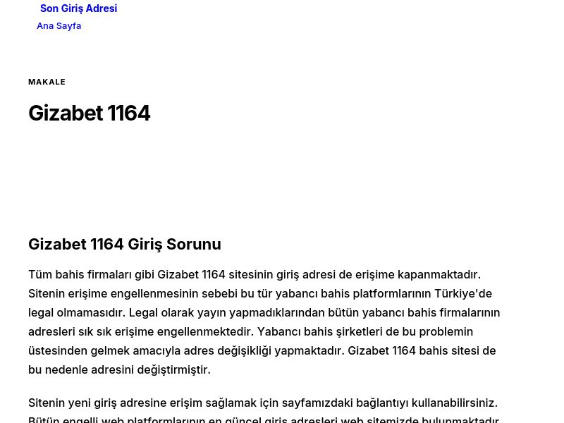 Gizabet 1164 - Son Giriş Adresi - Ekran Görüntüsü