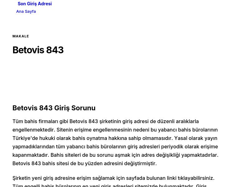 Betovis 843 - Son Giriş Adresi - Ekran Görüntüsü
