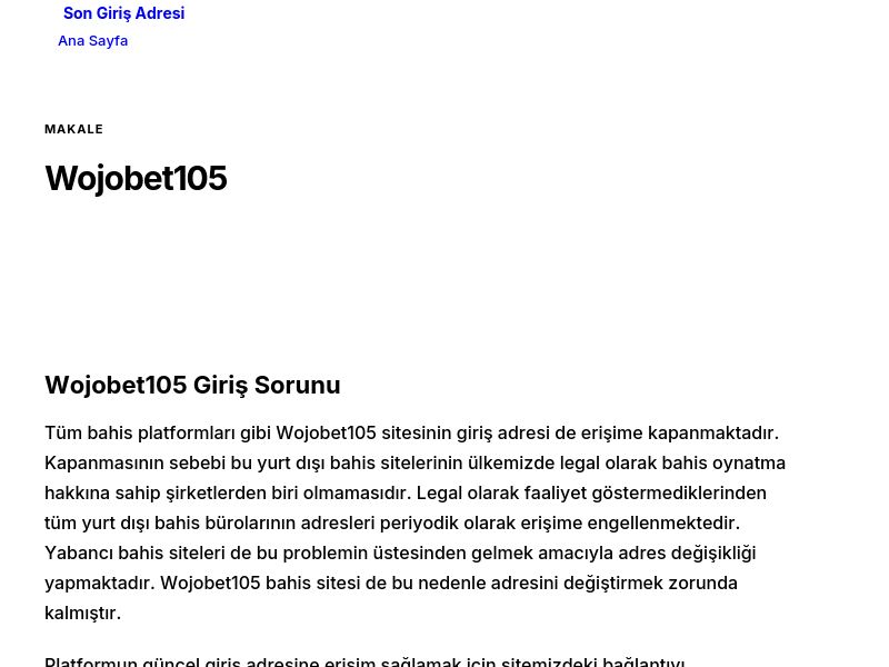 Wojobet105 - Son Giriş Adresi - Ekran Görüntüsü