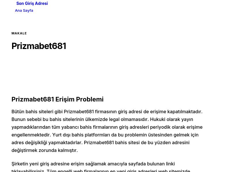 Prizmabet681 - Son Giriş Adresi - Ekran Görüntüsü