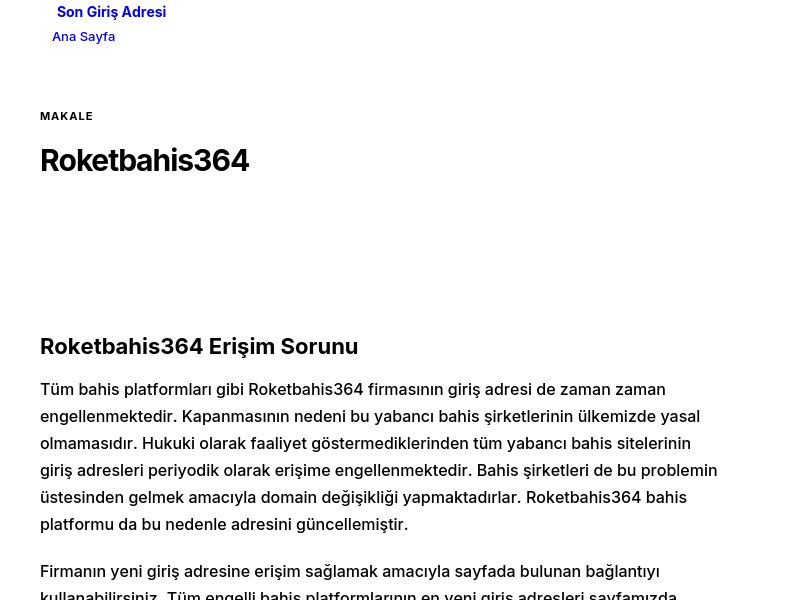 Roketbahis364 - Son Giriş Adresi - Ekran Görüntüsü