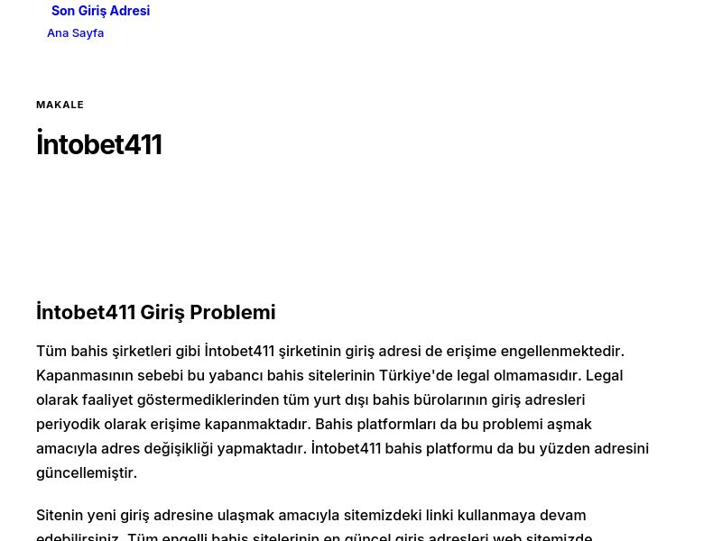 İntobet411 - Son Giriş Adresi - Ekran Görüntüsü