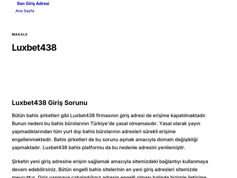 Luxbet438 - Son Giriş Adresi - Ekran Görüntüsü