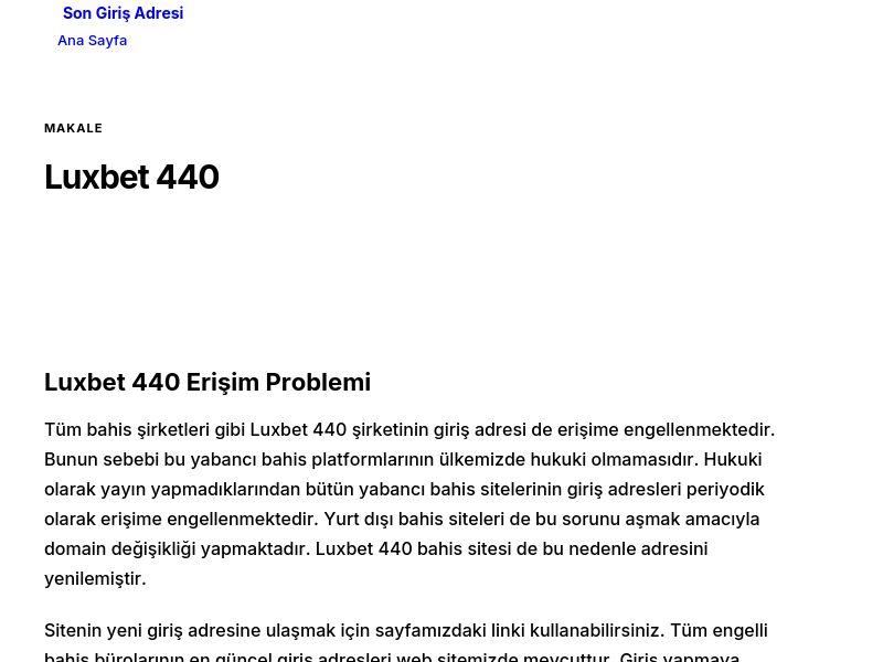 Luxbet 440 - Son Giriş Adresi - Ekran Görüntüsü