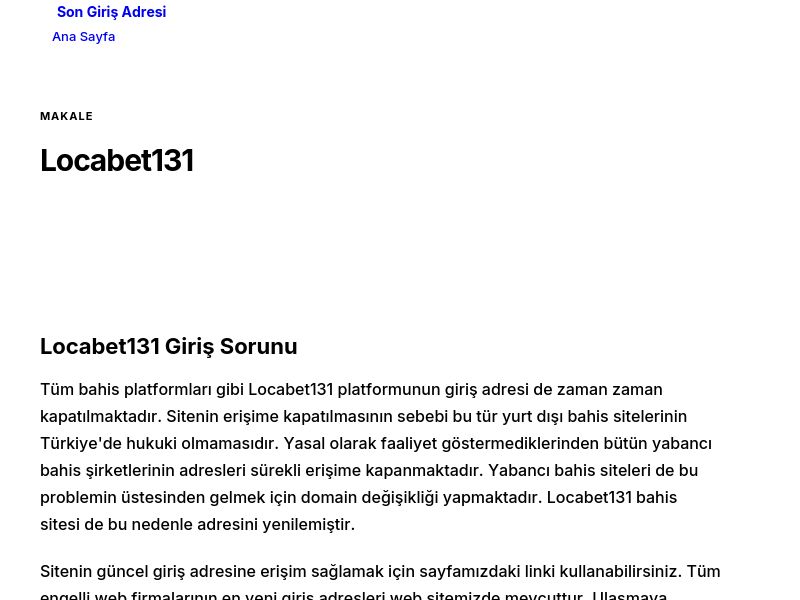 Locabet131 - Son Giriş Adresi - Ekran Görüntüsü