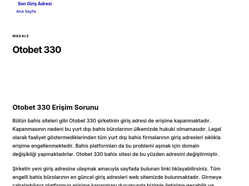 Otobet 330 - Son Giriş Adresi - Ekran Görüntüsü