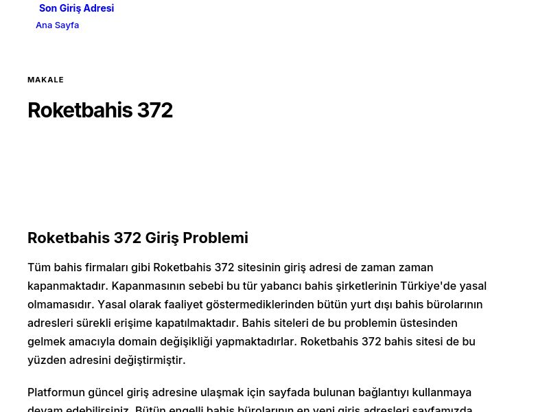 Roketbahis 372 - Son Giriş Adresi - Ekran Görüntüsü